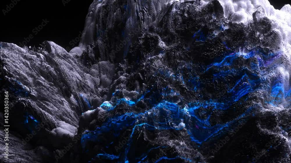 Sticker 3d render of abstract art with surreal mineral geology stone object ocean coral reef or asteroid or 