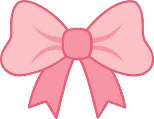 Pink Ribbon Bow Illustration Simple Design Element for Gift Wrapping Decoration