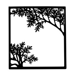 Elegant minimalist square frame adorned with silhouetted tree branches motif