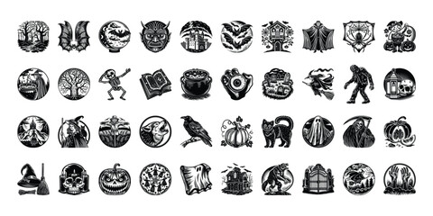 Halloween Silhouette Design Bundle – Spooky Vector Shapes for Halloween Projects
