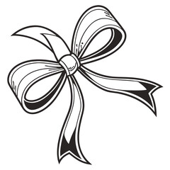 Elegant Black and White Hand Drawn Bow Illustration for Design