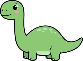 Obraz premium Cute Green Cartoon Dinosaur Vector Illustration