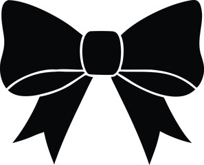 Simple Black Bow Icon for Gift Wrapping Design and Decoration