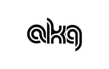 AKQ Creative Unique Modern Letter Logo Design. Stylized logo featuring a unique letter design, presenting abstract minimalist aesthetics and modern appeal.