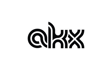 AKX Creative Unique Modern Letter Logo Design. Stylized logo featuring a unique letter design, presenting abstract minimalist aesthetics and modern appeal.