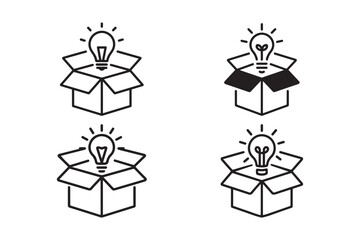 Creative Idea Icon Light Bulb in Box Concept Design