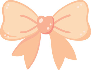 Peach Colored Cute Cartoon Bow Clipart Illustration