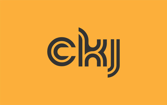 CKJ Creative Unique Modern Letter Logo Design. Stylized logo featuring a unique letter design, presenting abstract minimalist aesthetics and modern appeal.