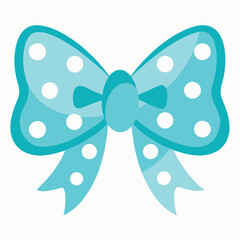 Cute Light Blue Bow with White Polka Dots Illustration