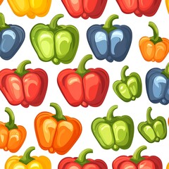 Colorful Array of Bell Peppers in Various Shades and Sizes