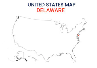 Delaware map of USA state. Delaware map vector illustration. Delaware vector map on white background.