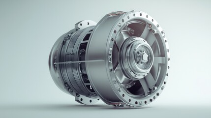 High-performance turbine engine designed for aerospace applications showcasing intricate engineering details