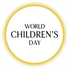 World Children's Day Minimalist Typography Design,Elegant World Children's Day Celebration Poster,Modern World Children's Day Text Art,Black and White World Children's Day Banner