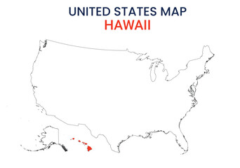 Hawaii map of USA state. Hawaii map vector illustration. Hawaii vector map on white background.