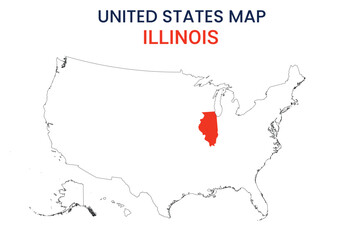 Illinois map of USA state. Illinois map vector illustration. Illinois vector map on white background.