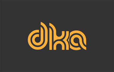 DKA Creative Unique Modern Letter Logo Design. Stylized logo featuring a unique letter design, presenting abstract minimalist aesthetics and modern appeal.