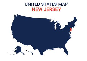 New Jersey map of USA state. New Jersey map vector illustration. New Jersey vector map on white background.