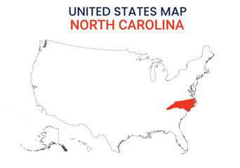 North Carolina map of USA state. North Carolina map vector illustration. North Carolina vector map on white background.