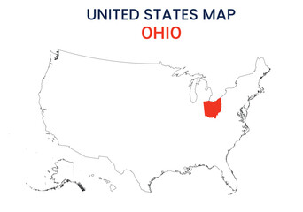 Fototapeta premium Ohio map of USA state. Ohio map vector illustration. Ohio vector map on white background.
