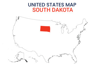 Obraz premium South Dakota map of USA state. South Dakota map vector illustration. South Dakota vector map on white background.
