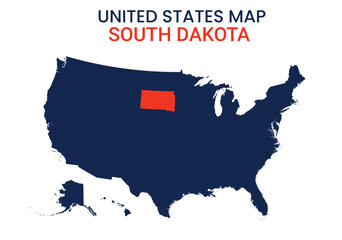 South Dakota map of USA state. South Dakota map vector illustration. South Dakota vector map on white background.