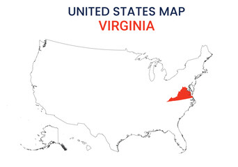 Virginia map of USA state. Virginia map vector illustration. Virginia vector map on white background.