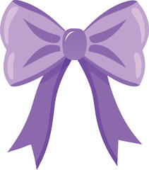 Purple Ribbon Bow Illustration Isolated on White Background