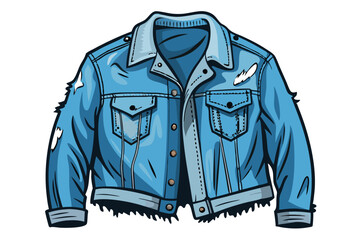 Naklejka premium Vintage denim jacket design featuring a stylish distressed look with fur accents ideal for contemporary fashion lovers and trendsetters