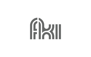 FKI Creative Unique Modern Letter Logo Design. Stylized logo featuring a unique letter design, presenting abstract minimalist aesthetics and modern appeal.