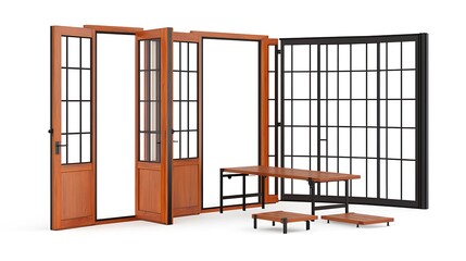 Elegant Wooden Doors and Modern Table Showcase Interior Design