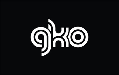GKO Creative Unique Modern Letter Logo Design. Stylized logo featuring a unique letter design, presenting abstract minimalist aesthetics and modern appeal.