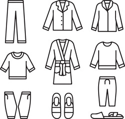 Set of clothing icons vector on white background