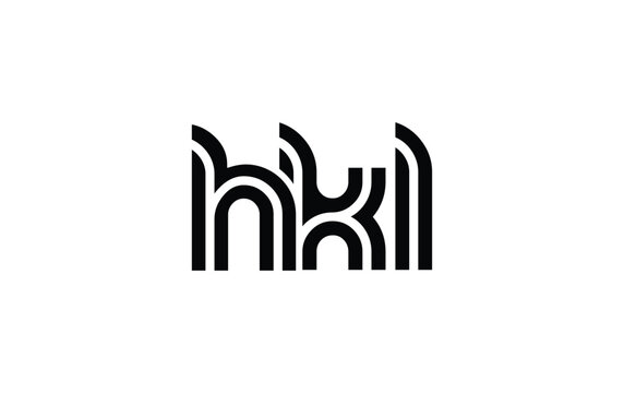 HKL Creative Unique Modern Letter Logo Design. Stylized logo featuring a unique letter design, presenting abstract minimalist aesthetics and modern appeal.