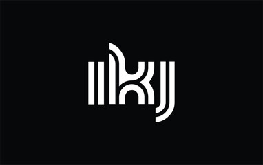 IKJ Creative Unique Modern Letter Logo Design. Stylized logo featuring a unique letter design, presenting abstract minimalist aesthetics and modern appeal.