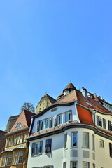 Fototapeta premium Altbauten unter dem Schloss Hellenstein in Heidenheim 
