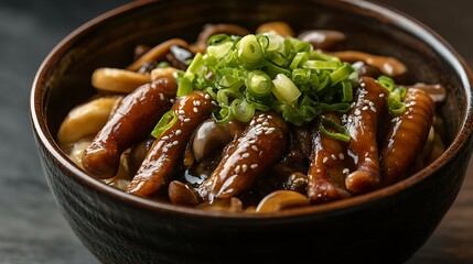 Delicious Bowl of Stir-Fried Noodles with Tasty Vegetables and Sauce