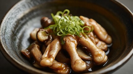 Delicious Asian Cuisine with Tender Chicken Feet and Green Onions