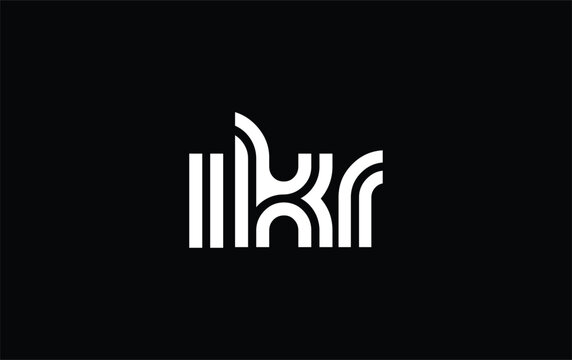 IKR Creative Unique Modern Letter Logo Design. Stylized logo featuring a unique letter design, presenting abstract minimalist aesthetics and modern appeal.