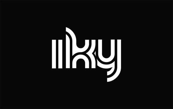 IKY Creative Unique Modern Letter Logo Design. Stylized logo featuring a unique letter design, presenting abstract minimalist aesthetics and modern appeal.