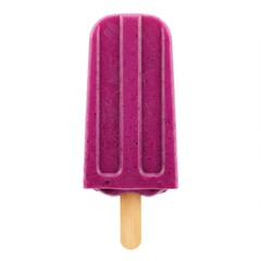 Delicious purple popsicle on a stick, sweet treat isolated on white background