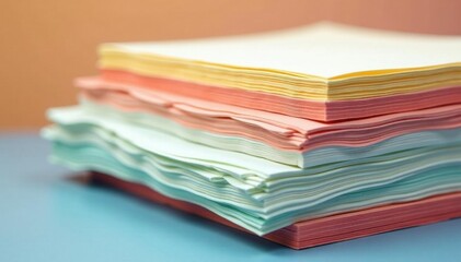 Stacked pulp cellulose sheets ready for papermaking, paper production, top view