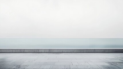 Calm seascape with a minimalist design and grey stone flooring on a quiet day at the seaside