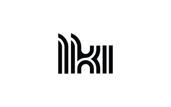 LKI Creative Unique Modern Letter Logo Design. Stylized logo featuring a unique letter design, presenting abstract minimalist aesthetics and modern appeal.