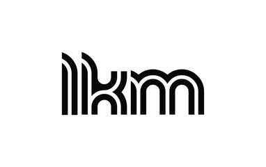 LKM Creative Unique Modern Letter Logo Design. Stylized logo featuring a unique letter design, presenting abstract minimalist aesthetics and modern appeal.