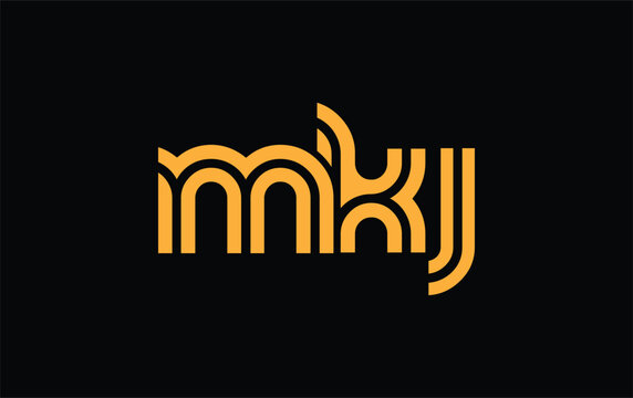 MKJ Creative Unique Modern Letter Logo Design. Stylized logo featuring a unique letter design, presenting abstract minimalist aesthetics and modern appeal.