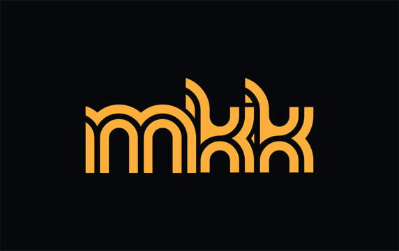 MKK Creative Unique Modern Letter Logo Design. Stylized logo featuring a unique letter design, presenting abstract minimalist aesthetics and modern appeal.