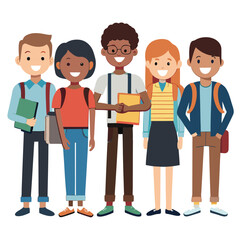 Fototapeta premium Diverse Group of Happy Students Standing Together