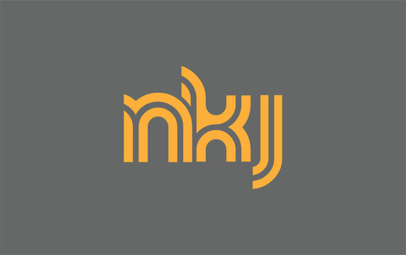 NKJ Creative Unique Modern Letter Logo Design. Stylized logo featuring a unique letter design, presenting abstract minimalist aesthetics and modern appeal.