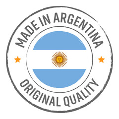 Made in Argentina stamp logo with national flag illustration isolated png transparent