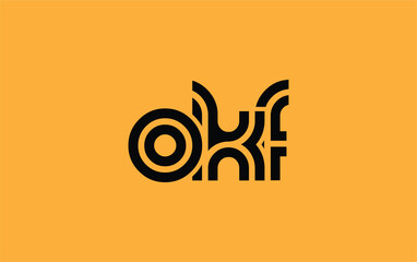 OKF Creative Unique Modern Letter Logo Design. Stylized logo featuring a unique letter design, presenting abstract minimalist aesthetics and modern appeal.